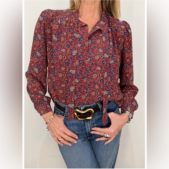 Doen Tops - DÔEN JOSSELINE TOP IN ROUGE RIVIERA MEDALLION, brand new, never worn, No flaws.